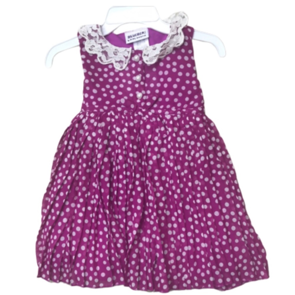 Blueberi Boulevard Polka Dot Dress Lace Collar 18M